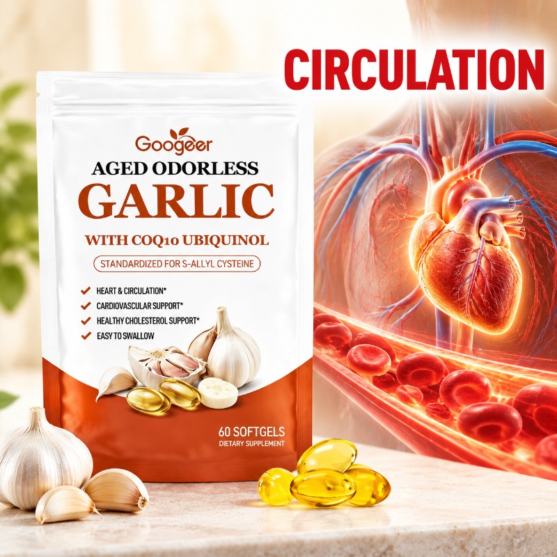 Coq10 Ubiquinol Softgel - 산화된 마늘 추출물이 함유된, 냄새가 없는